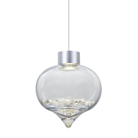 Besa Lighting Terra Cord Pendant, Clear Crystals, Satin Nickel, 1x3W LED 1XT-TERRACL-LED-SN
